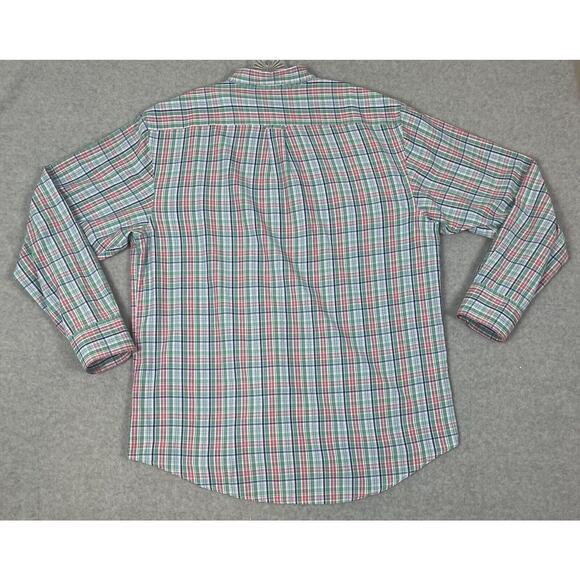 IZOD Dress Shirt Men's Size L Green Plaid Long Sleeve Cotton Blend Button Down‎ - Picture 2 of 7